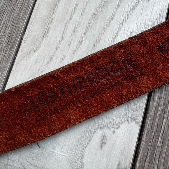 LeatherRock Vintage Tan Leather Belt W/Blue Studs And Multicolored Rock |Size:36 main image 9